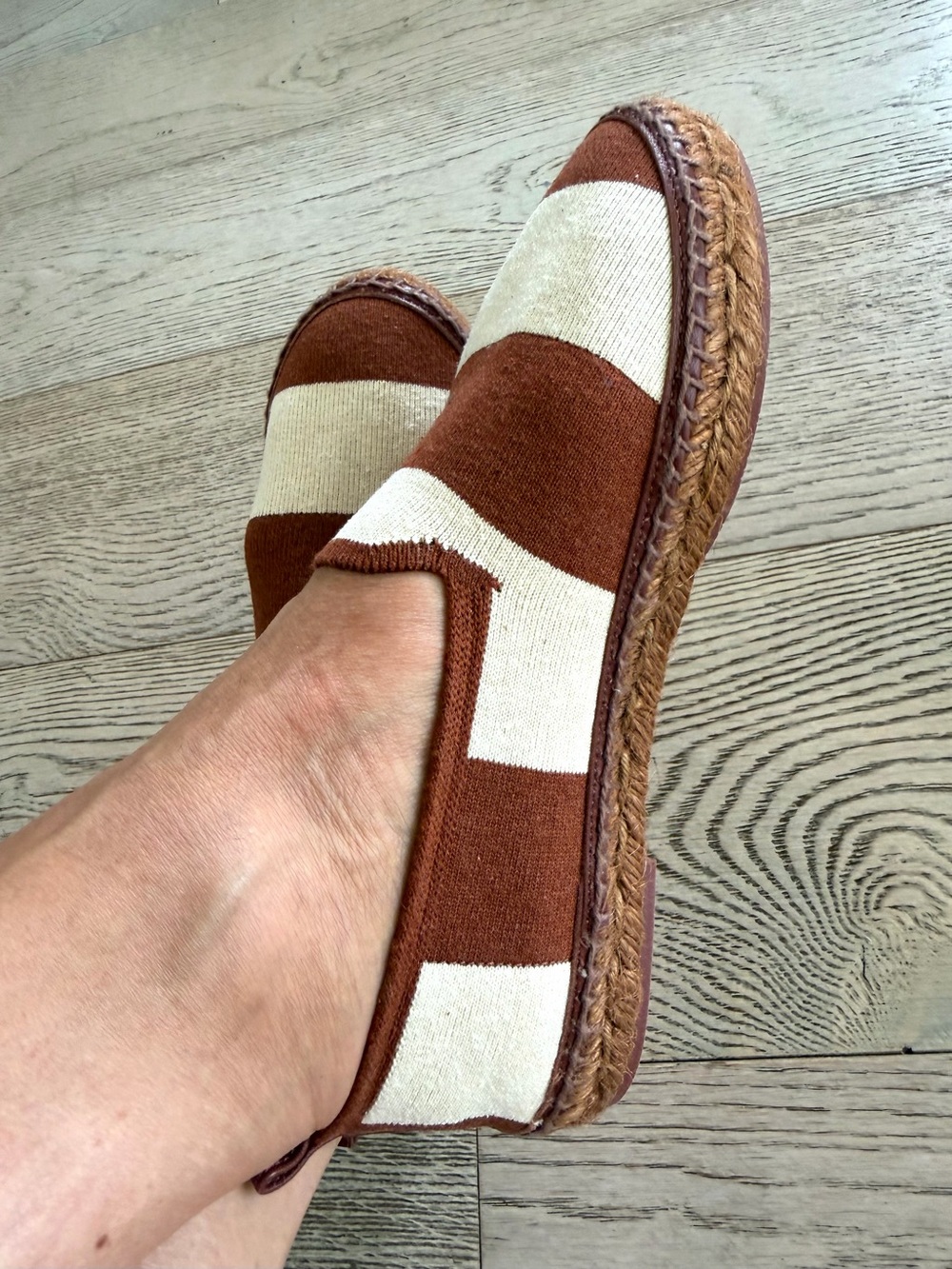 Loro Piana Seaside Walk Canvas Espadrilles Brown Cream Striped EU 37 - Picture 12 of 17